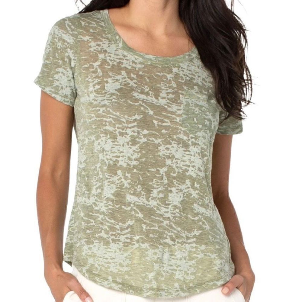 Liverpool Olive Green Burnout Style Tee Small